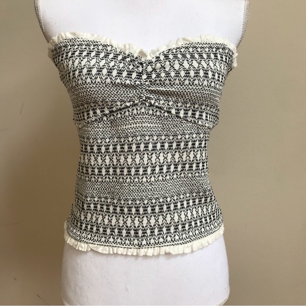 Anthropologie Black and White Bustier Top, NWT
